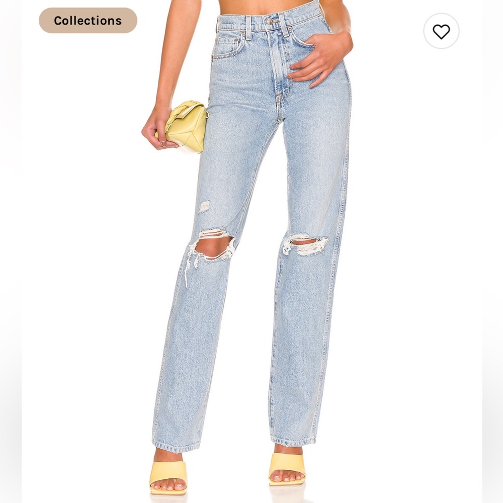 GRLFRND super high rise slim straight jeans